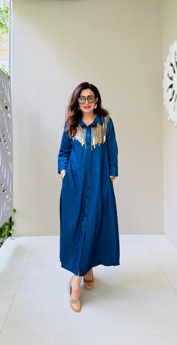 Denim Dazzle Midi Dress