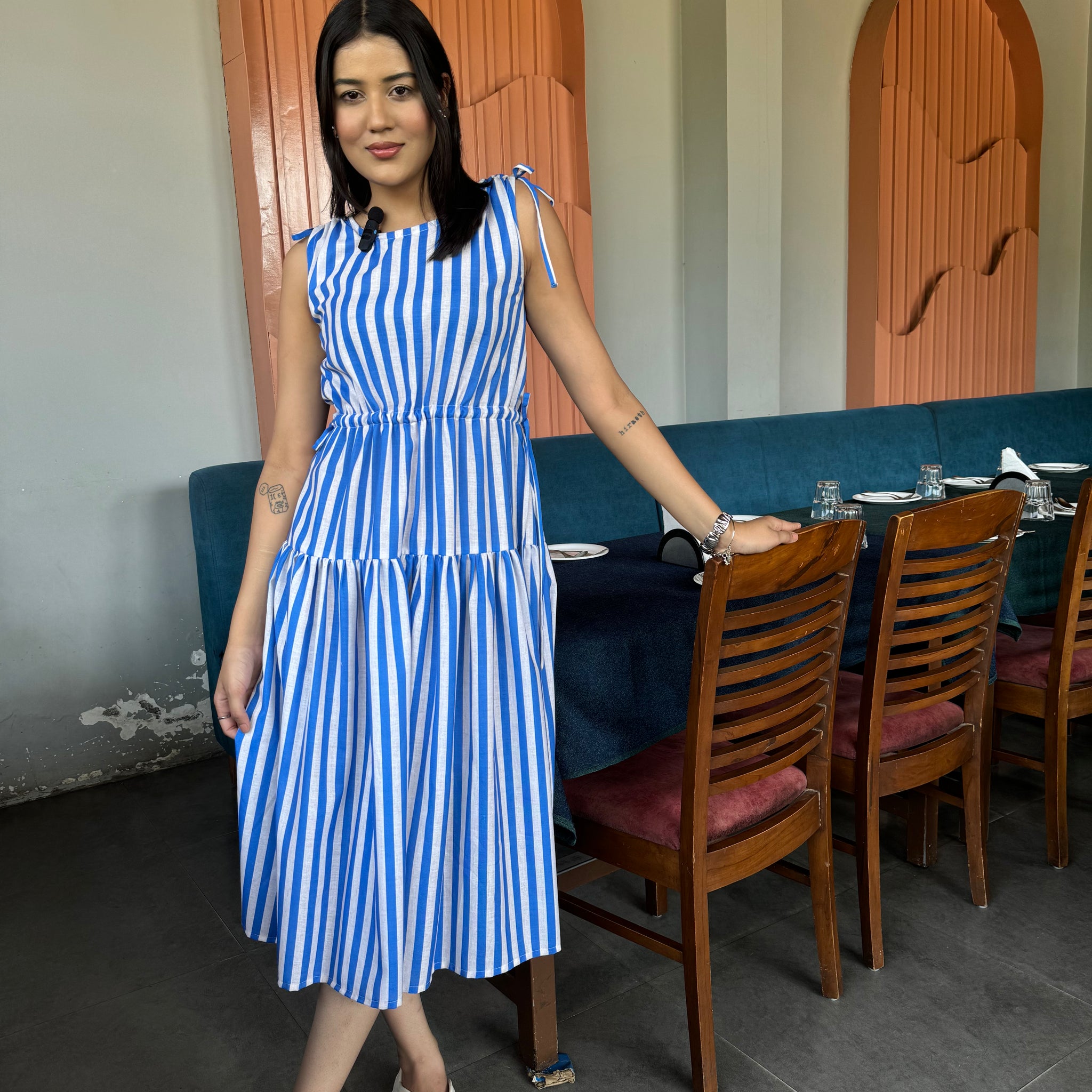 Cotton Candy Stripes Midi Dress