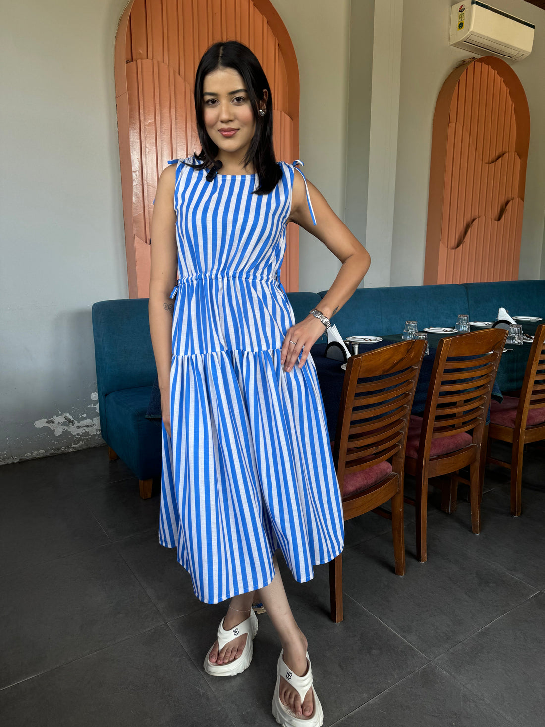 Cotton Candy Stripes Midi Dress