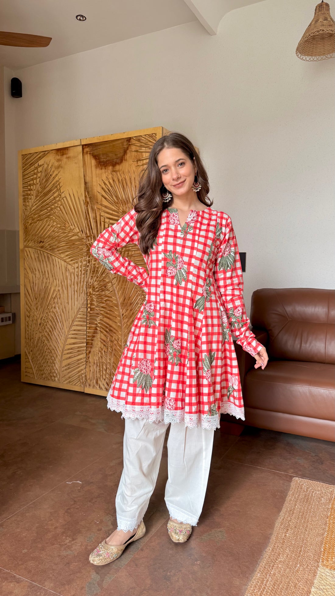 Rosy Check Floral  Lace Coord Set