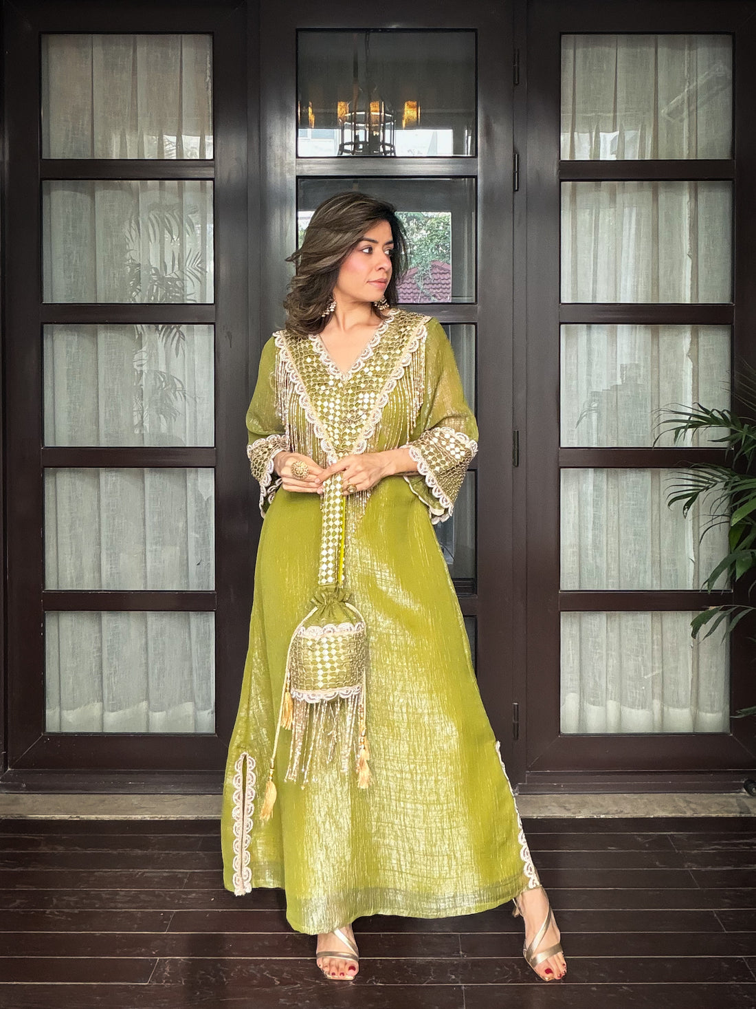 Zarina Fringe Luxe Dress(Order Potli  Seperately)