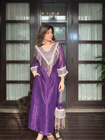 Zarina Fringe Luxe Dress(Order Potli  Seperately)