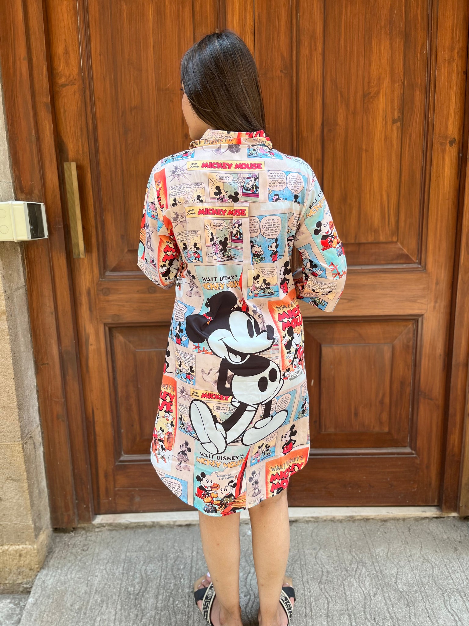 Graphic Print Crepe A- Line Top