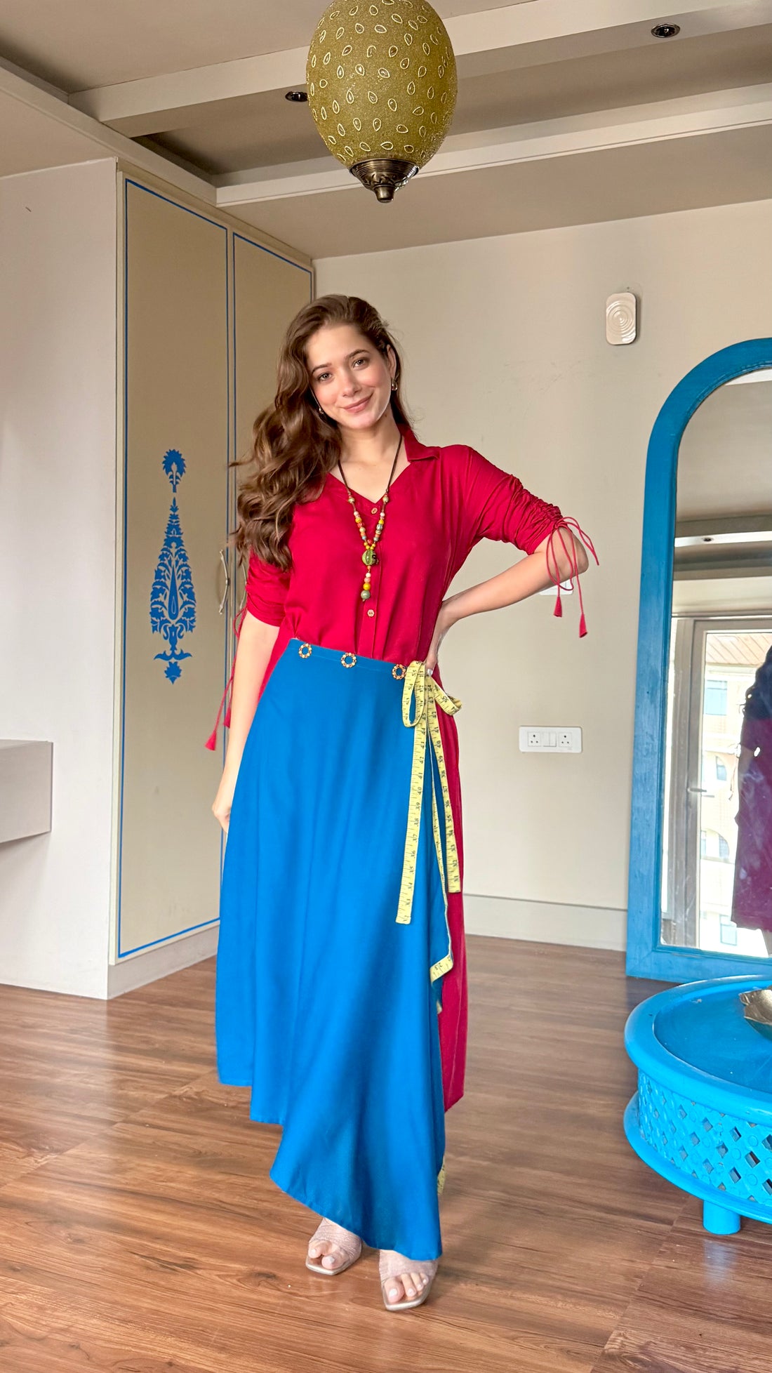 Crimson Fusion Shirt Dress