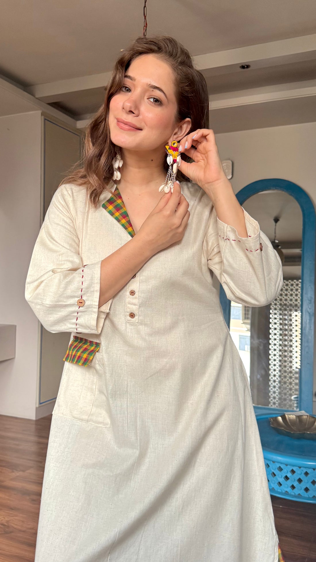 Checked Accent Everyday Dress