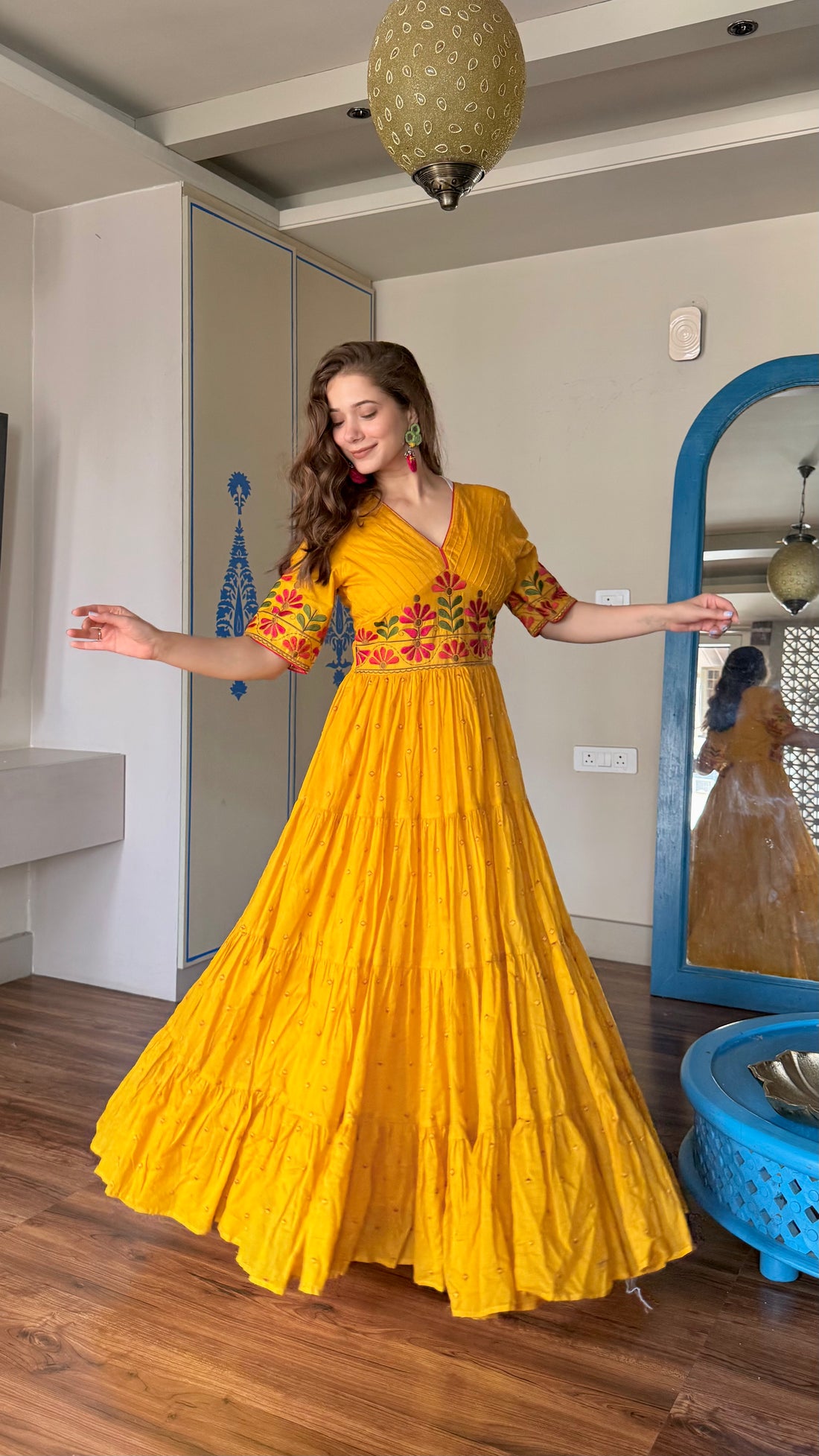 Sunflower Bloom Cotton Maxi Dress