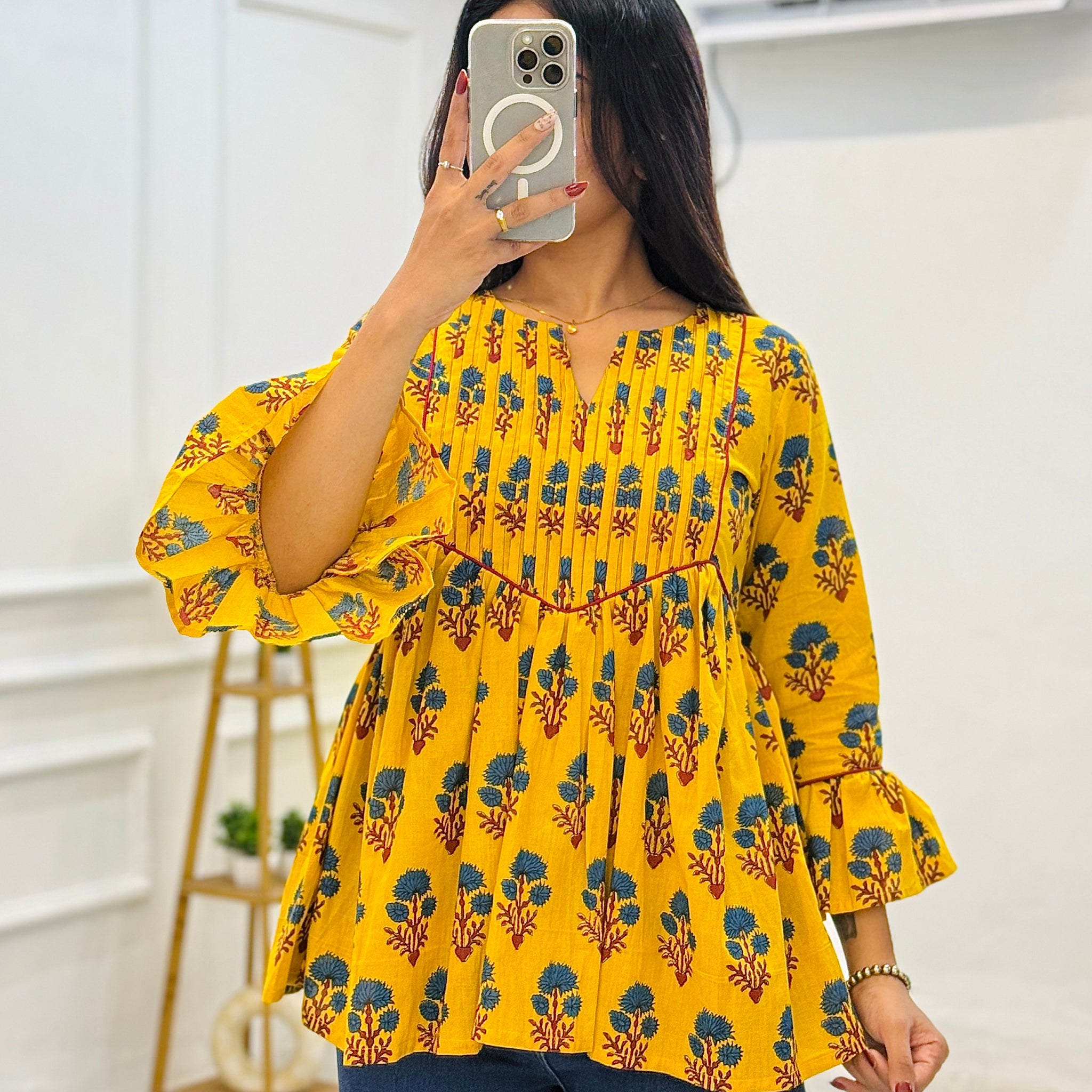 Marigold Charm Cotton Kurti