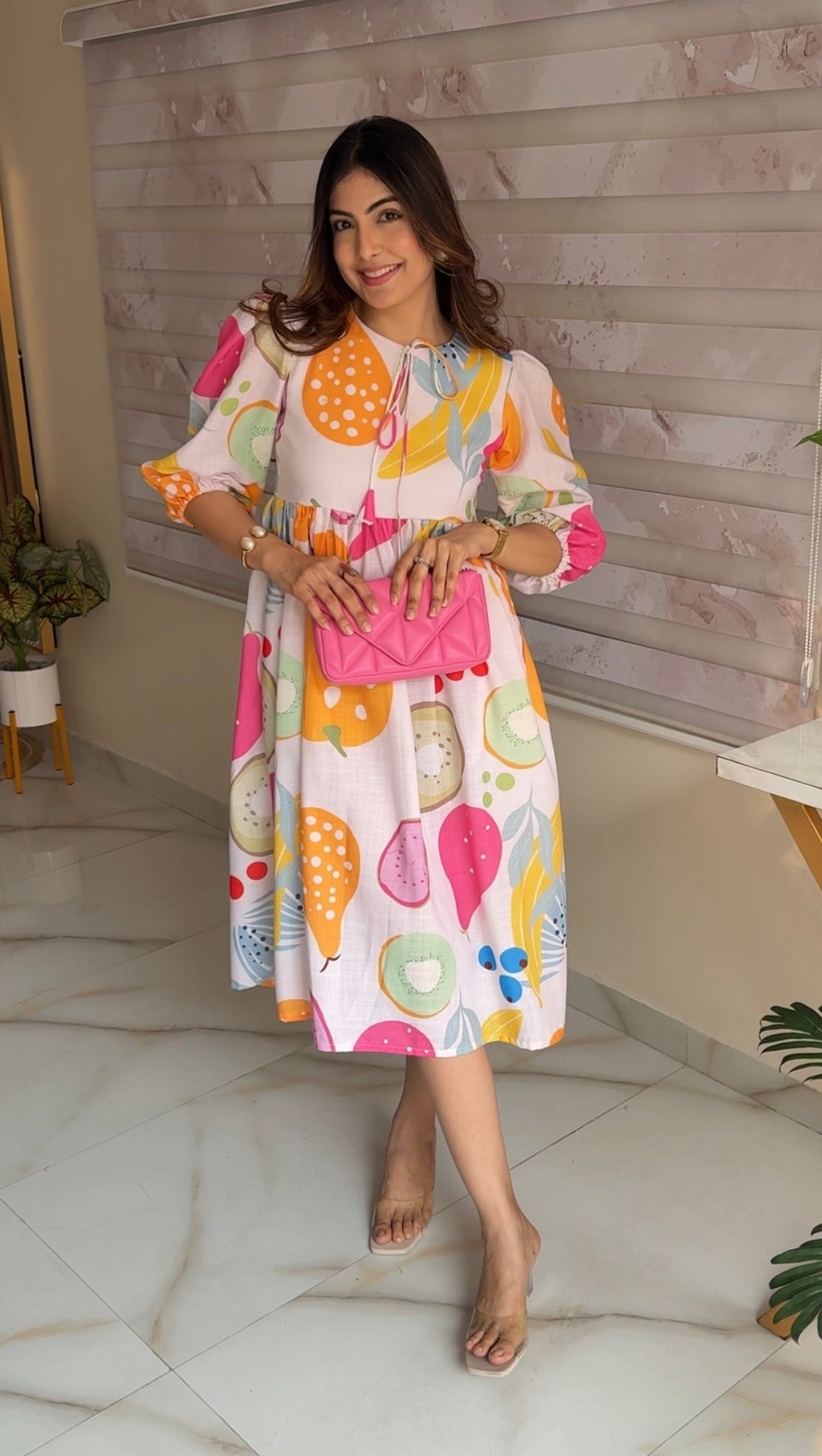 White Floral  Midi Dress