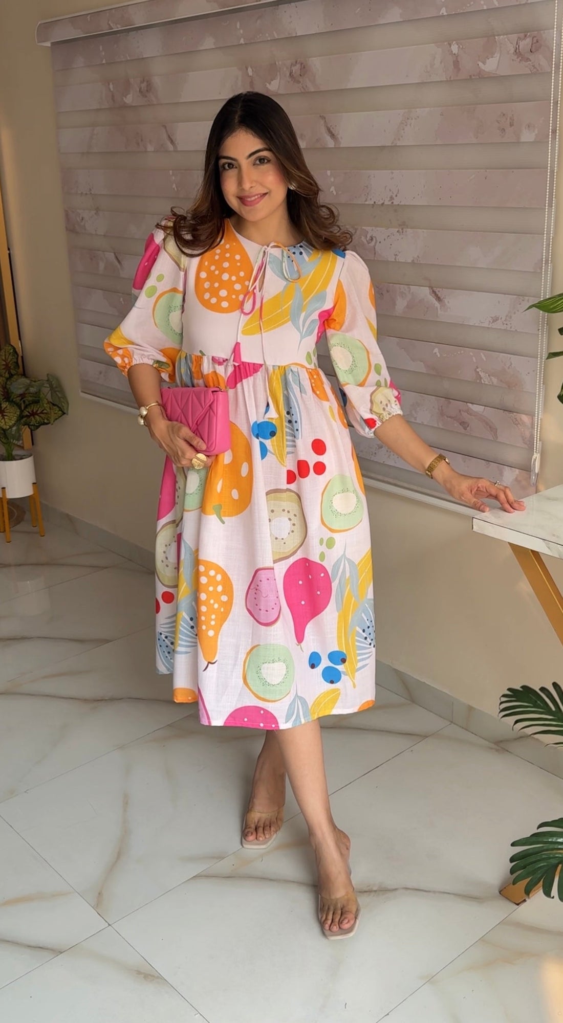 White Floral  Midi Dress