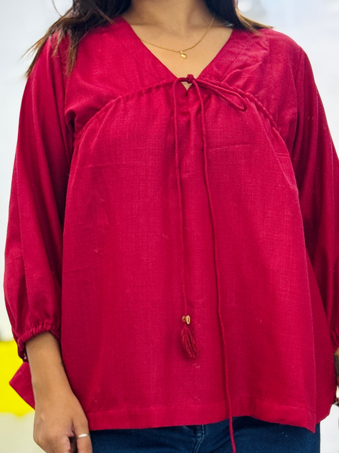 Wine Hue Cotton Slub Top