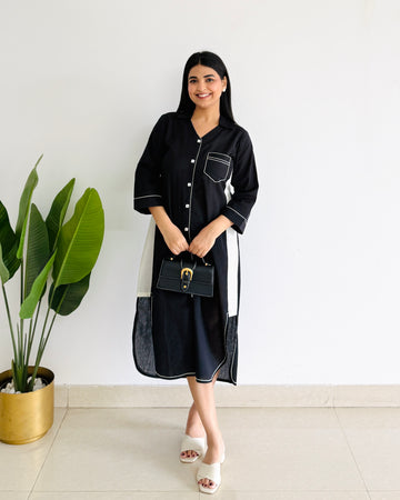 Black Line Shirt Dress