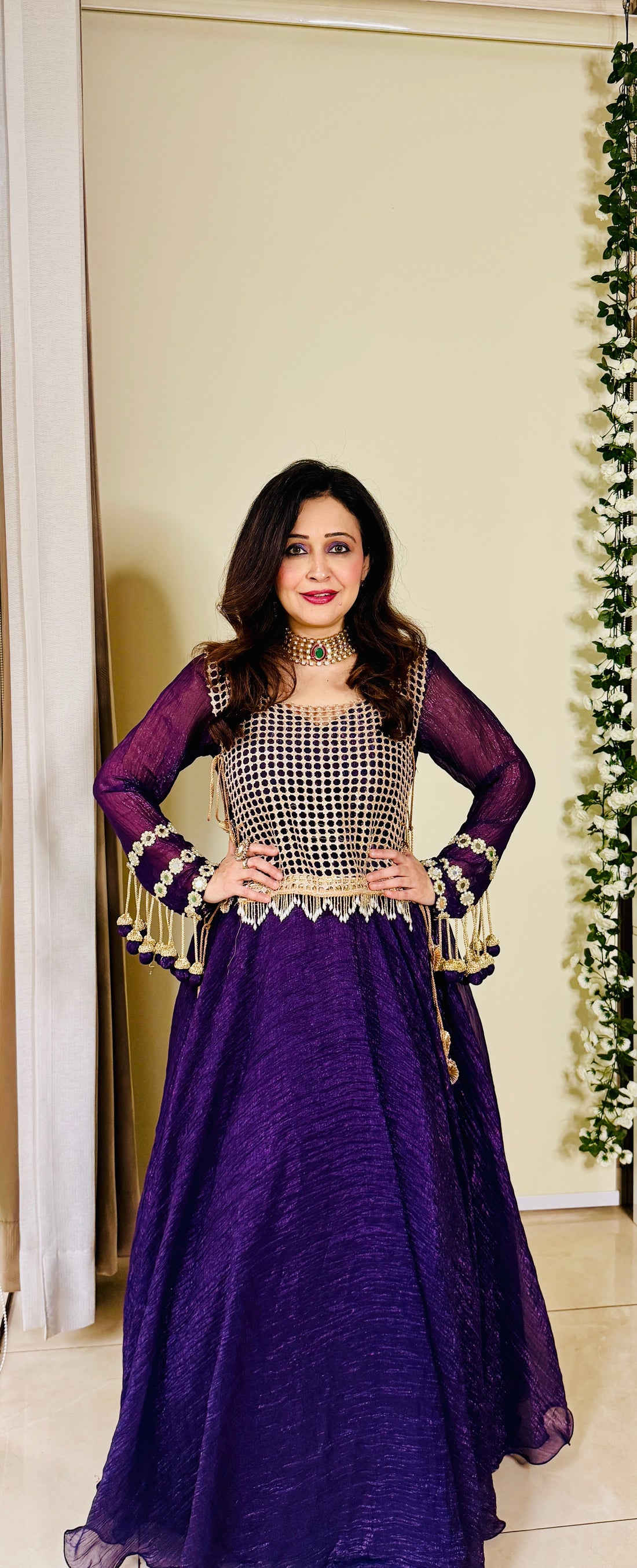 Aarzoo Crushed Tissue Maxi Dress( Order cape Seperately )