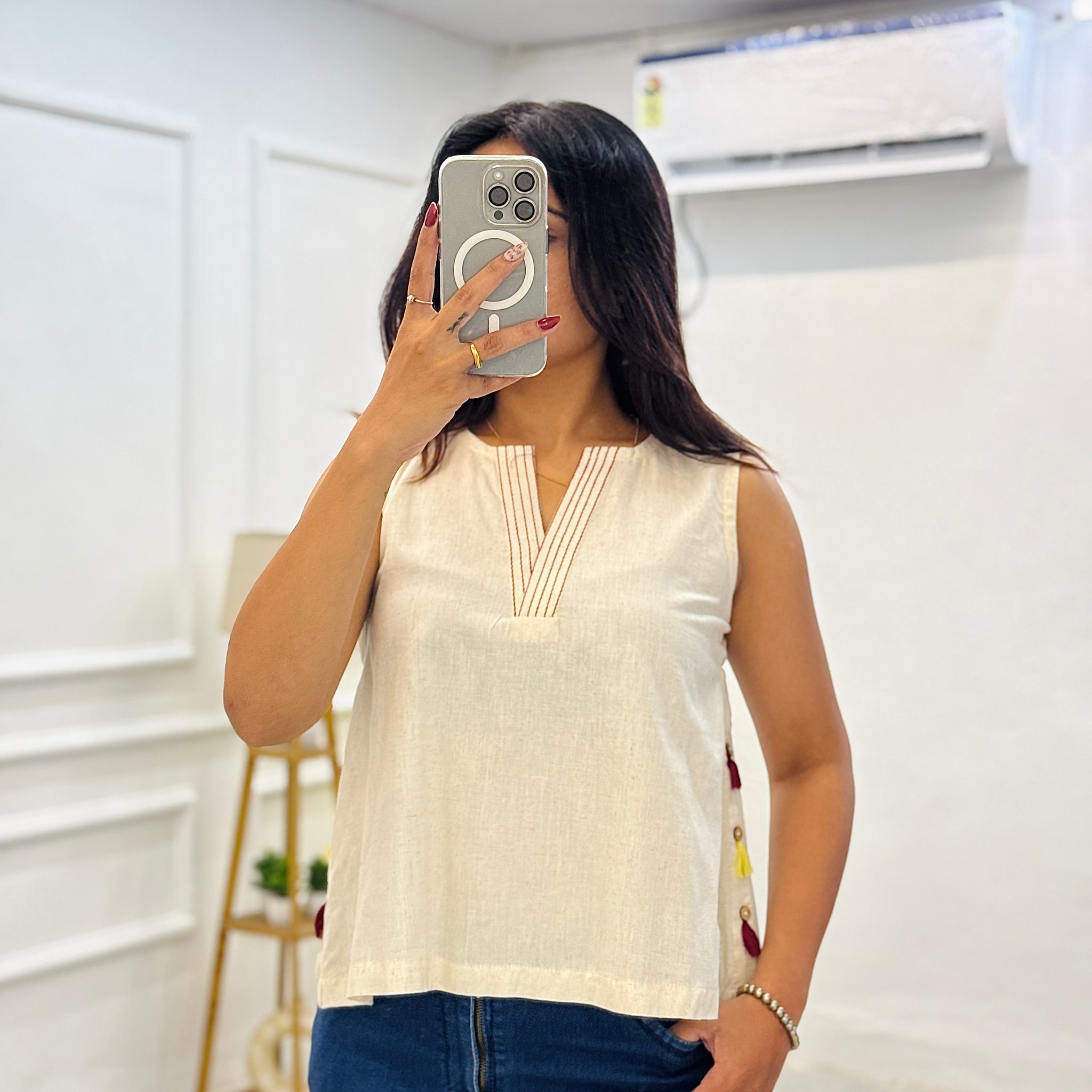 Ivory Essence Khadi Top