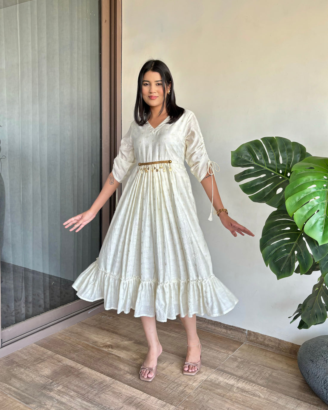 Ivory Bloom Midi Dress