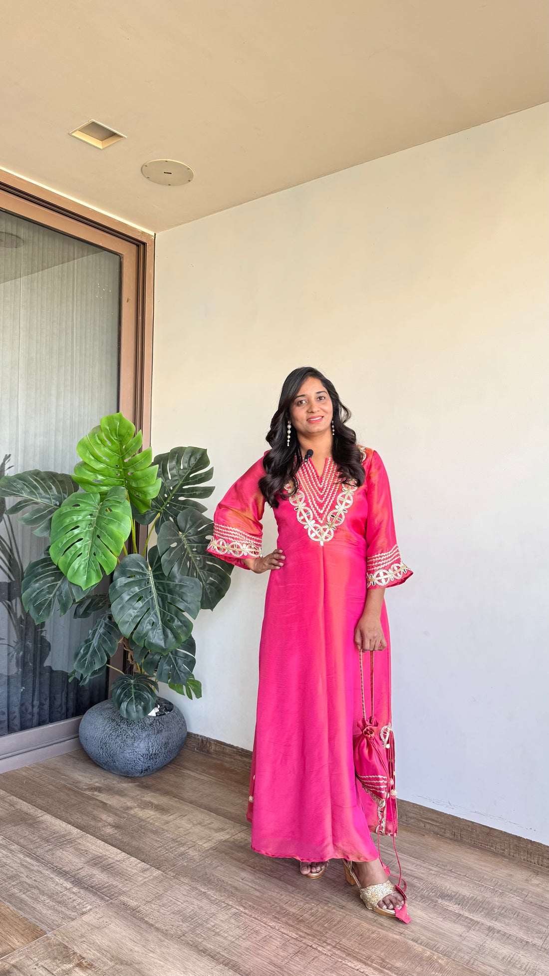 Rose Noor Tissue Dress(Order Potli  Seperately)