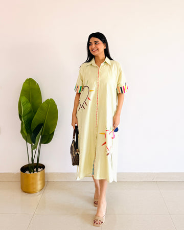 Artful Heart Cotton Midi Dress