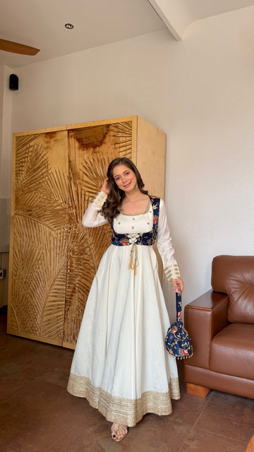 Golden Grace Anarkali with Jacket