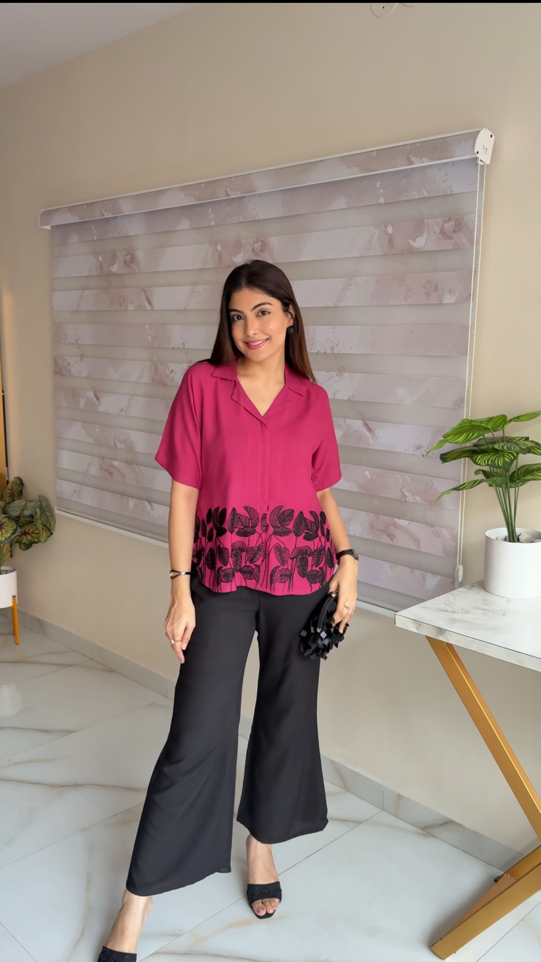 Magenta Leafline Co-ord Set