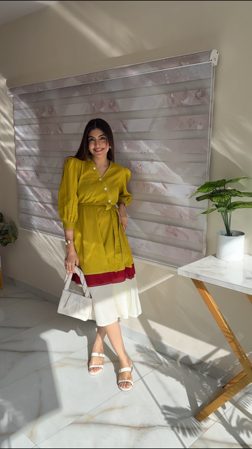 Mustard Maroon Magic Dress