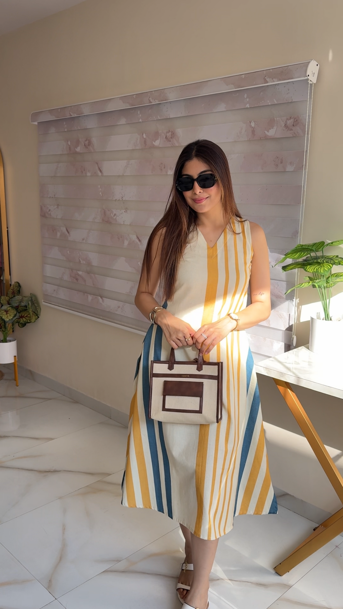 Sunrise Stripes Middi Dress