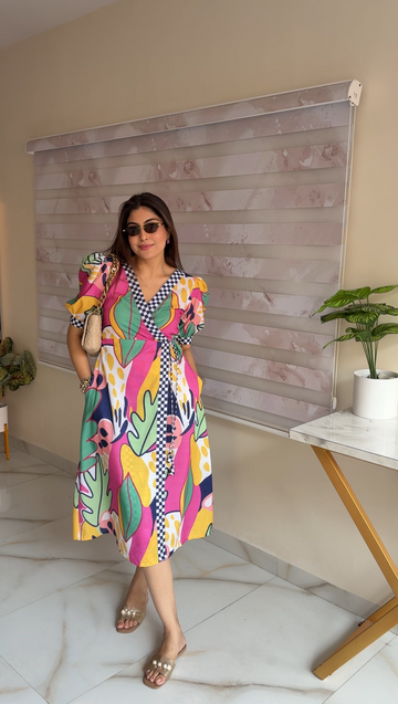 Color Play Wrap Dress