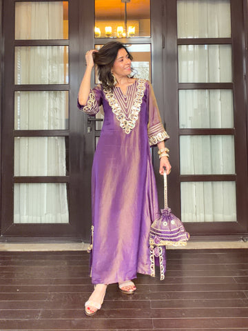 Purple Prism Tissue Dress(Order Potli  Seperately)
