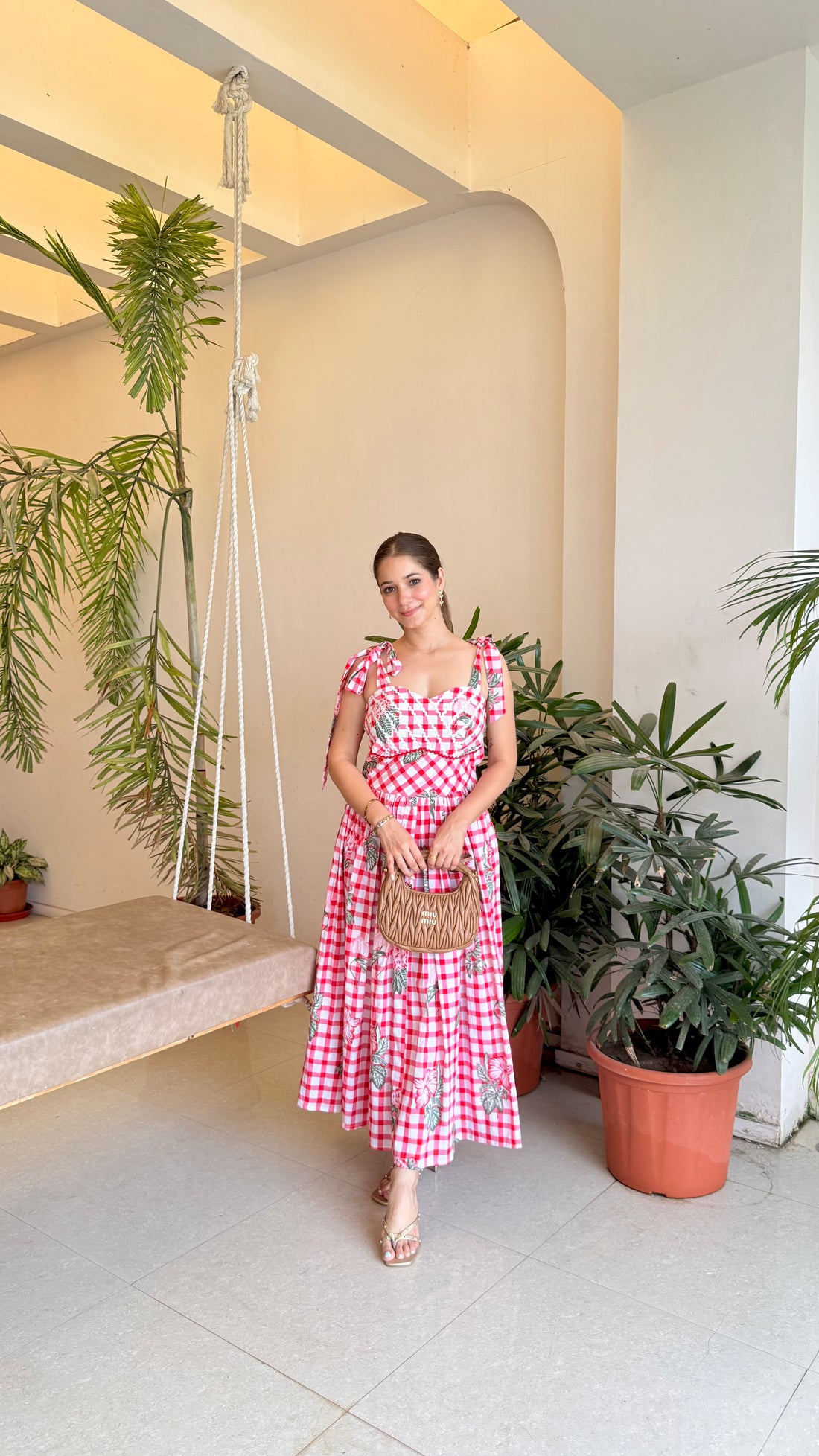 Beach Blossom Tie-Up Midi Dress