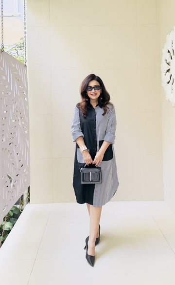 Monochrome Muse Shirt Dress