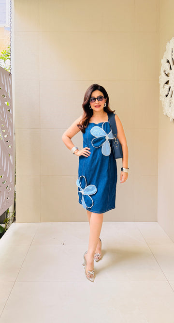 Denim Bloom Midi Dress