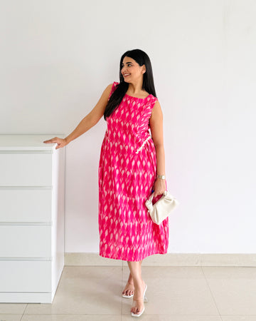 Pink Ikat Grace Midi Dress
