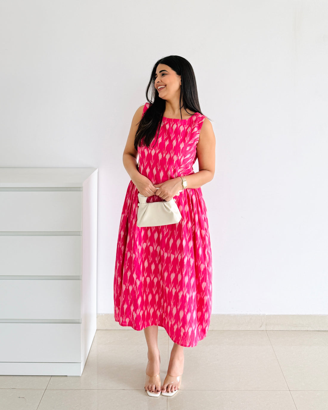 Pink Ikat Grace Midi Dress