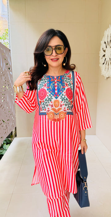Ruby Bloom Striped Co-ord Set
