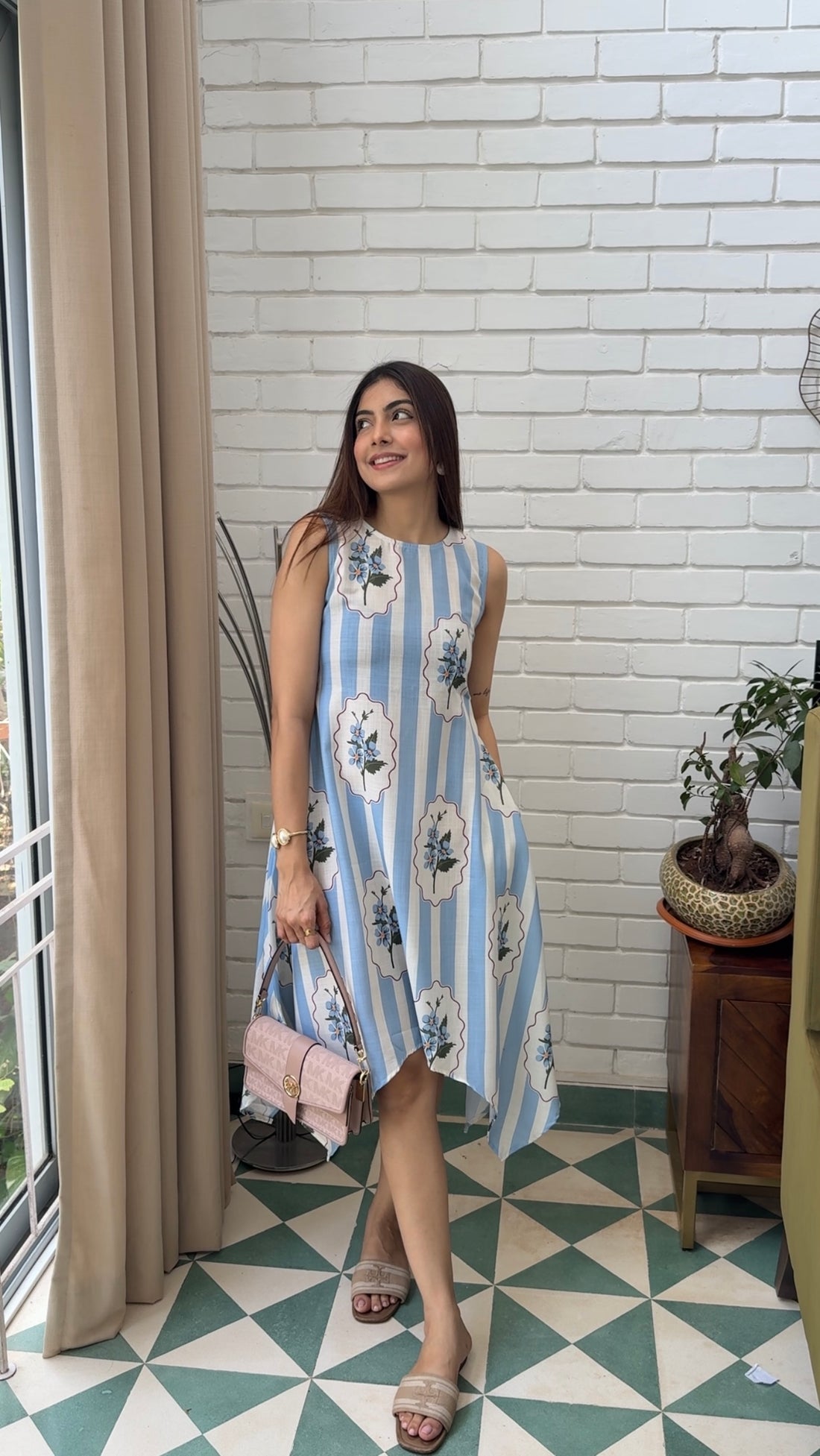 Blue Blossom Midi Dress