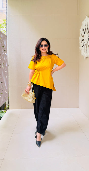 Mustard Breeze Cotton Top (Only Top)
