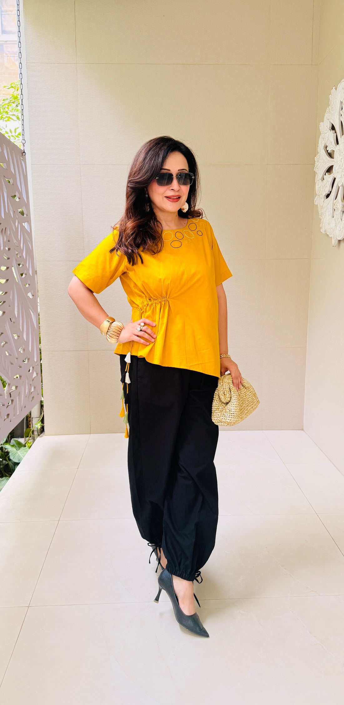 Mustard Breeze Cotton Top (Only Top)