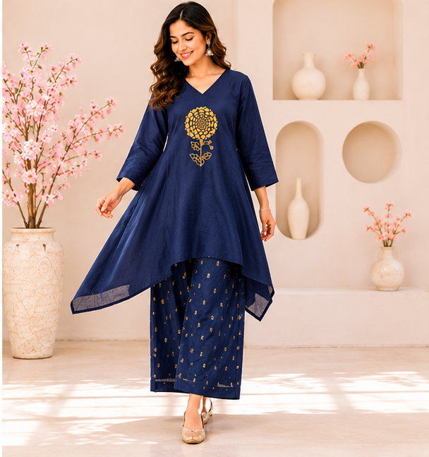 Royal Petal Linen Coord Set