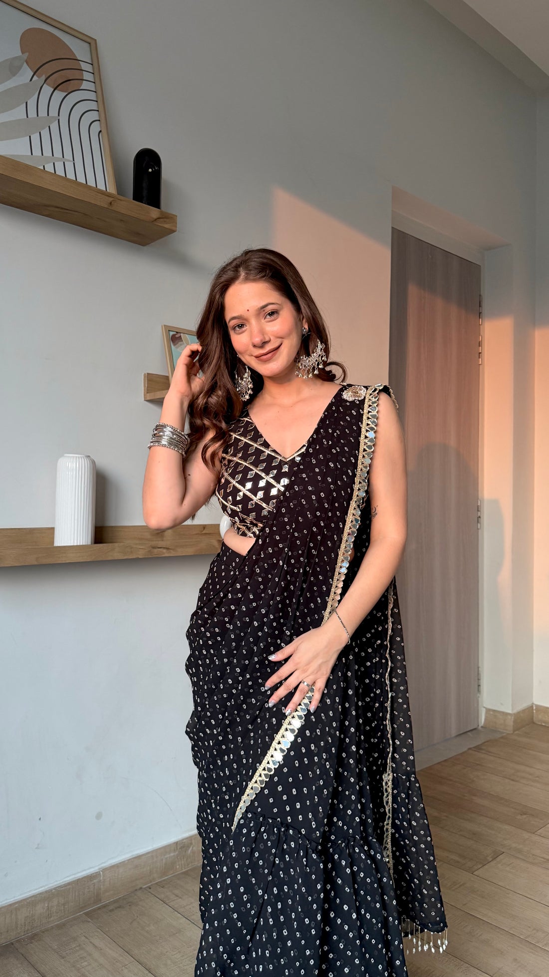 Kashvi Bandhani  Draped Saree with Fully stitched Blouse