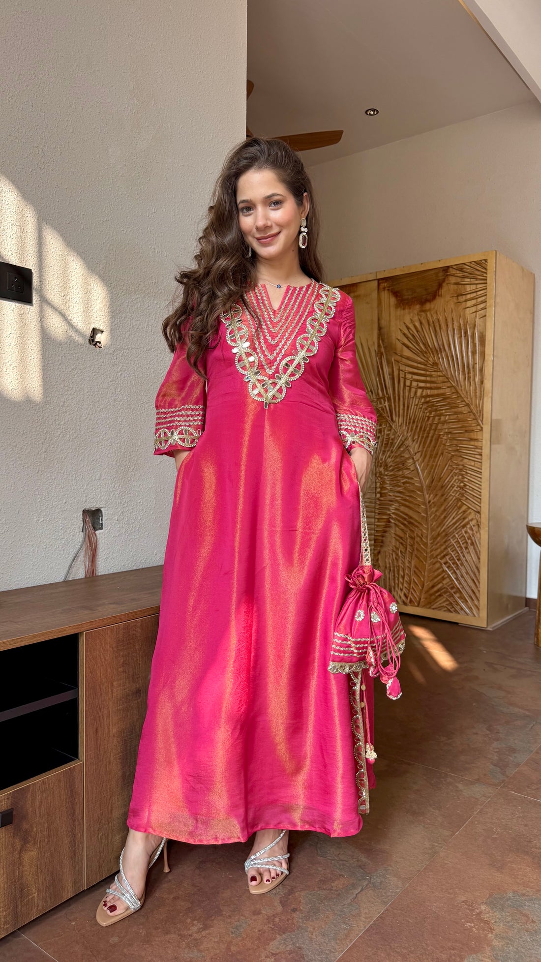 Purple Prism Tissue Dress(Order Potli  Seperately)